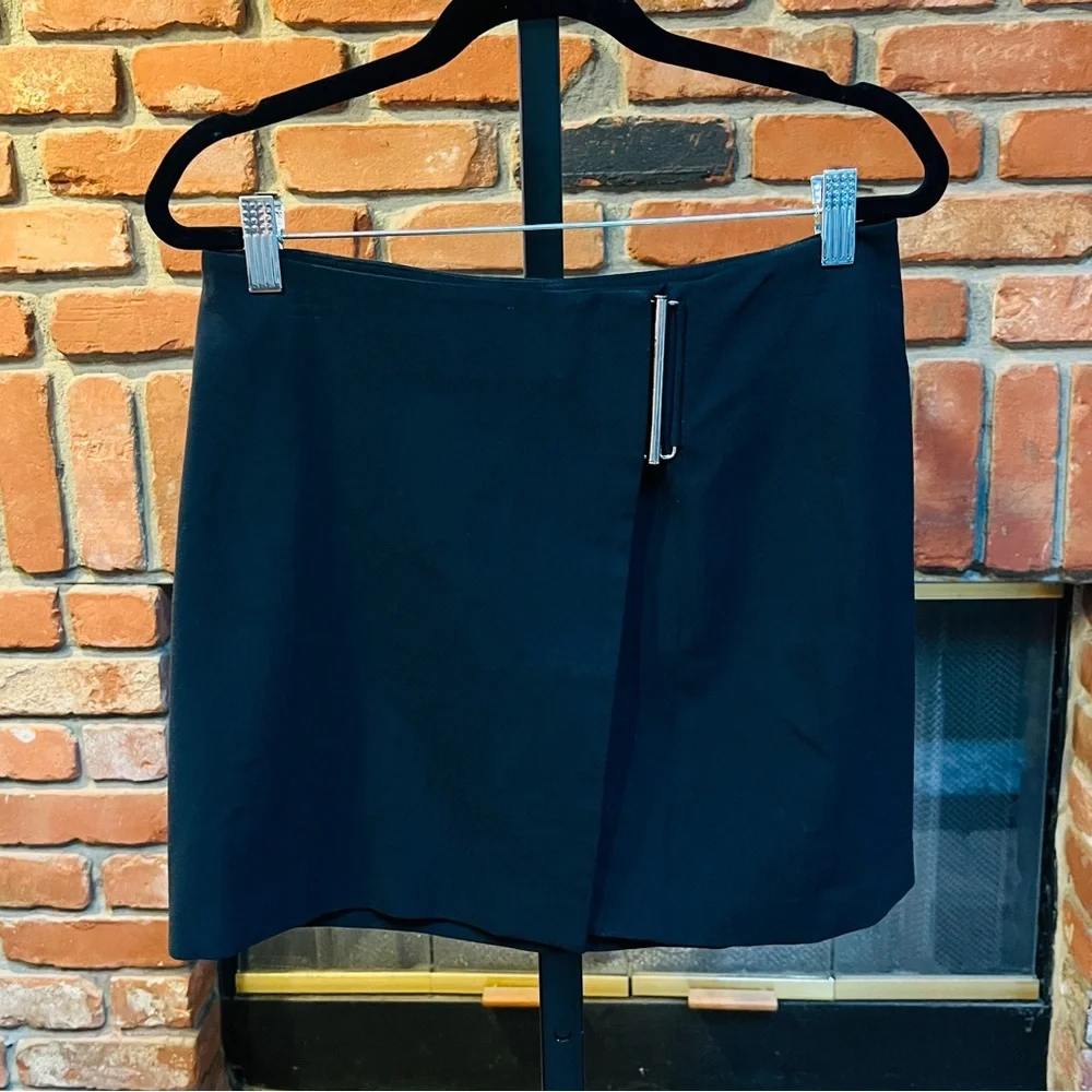 The Limited size 4 Small Stretch Black Dressy Buckle Mini Wrap Skirt
